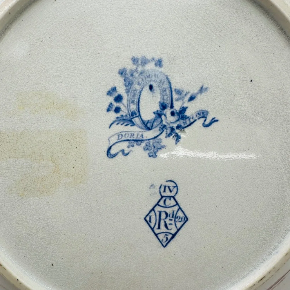 Vintage Doria Ironstone Light Blue Transferware Scenic Dinner Plate 9.5